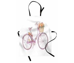 Pink Bike Flowers Art Apron