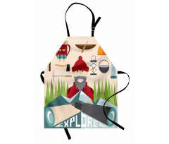 Kamp Mutfak Önlüğü Seyahat Eşyaları ile Birlikte Sakallı Maceracı