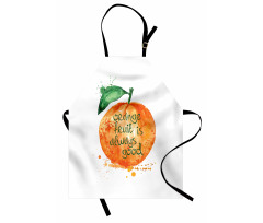 Meyve Mutfak Önlüğü Sulu Boya Tarzında Portakal Çizimi ve Yazı