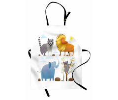 Lion Elephant Raccoon Apron