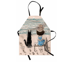 Baby Girl with a Cat Apron