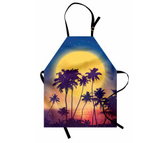 Retro Moon Rise Palms Apron