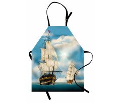 Antique Ships Navy Apron