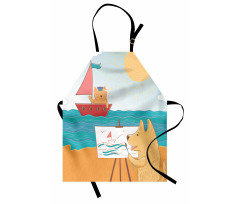 Summer Vacation Cat Dog Apron