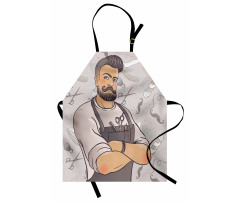 Muscular Barber Man Apron