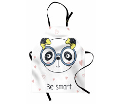 Doodle Panda Girl Glasses Apron