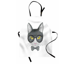 Greyscale Cat with Bowtie Apron