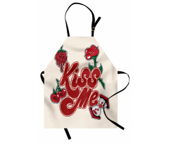 Romantik Mutfak Önlüğü Öp Beni Yazılı Aşkın Rengi Figürler Modeli