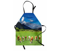 Mountains Grazing Cows Apron