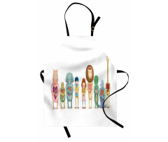 Animals Boy Girl Heart Apron