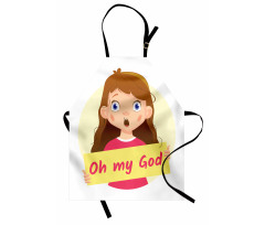 Surprised Cartoon Girl Apron