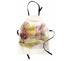 Watercolor Trees and Road Apron
