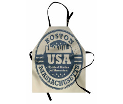 Yazılı Mutfak Önlüğü Boston Usa İçerikli Aşınmış Sembol Görseli