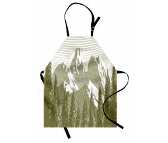 Woodcut Style Mountain Land Apron