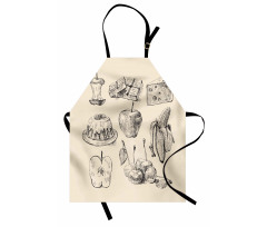 Hand-Drawn Sketch Meals Apron