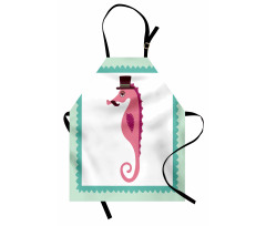 Hipster Seahorse Hat Apron