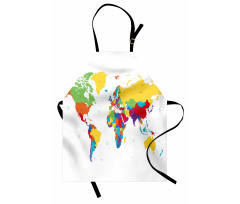 Haritalar Mutfak Önlüğü Dünya Haritası Renkli Stil Desenli