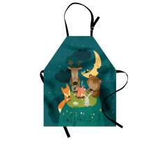 Forest Bonfire at Night Apron