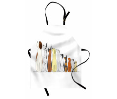 Dogs in a Row Looking Away Apron