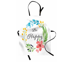 Watercolor Floral Wreath Apron