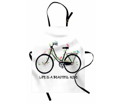 Vintage Bike Flowers Birds Apron