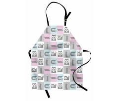 Pastel Checkered Funny Animal Apron