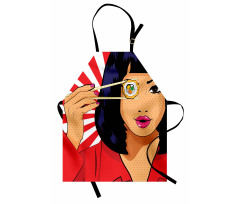 Pop Art Style Girl with Sushi Apron