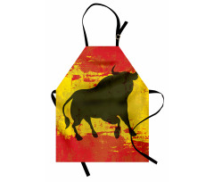 Bull Silhouette on Flag Apron