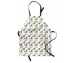 Colorful Rose Buds Leaves Apron