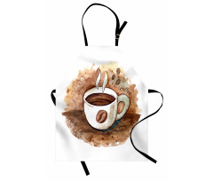 Kahve Mutfak Önlüğü Sulu Dalgalı Boya Çizimli Fincan Duvar Kağıdı