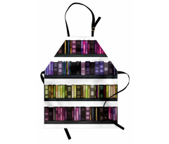 Colorful Books on Shelves Apron