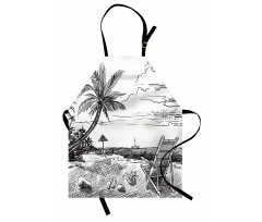 Beach Sketch with Chair Tree Apron