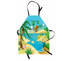 Beach View Cartoon Design Apron