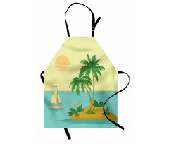 Tropical Palm Tree and Boat Apron