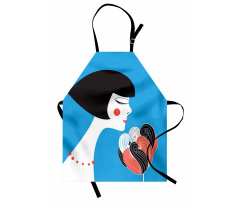 Girl with a Flower on Blue Apron