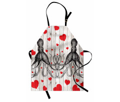 Octopus Sketch and Hearts Apron