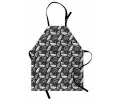 Monochrome Flowers and Dots Apron