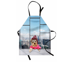 Hayvan Deseni Mutfak Önlüğü Pembe Kıyafetli Köpek