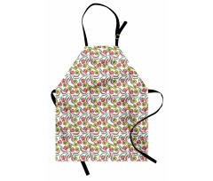 Sketch Style Peppers Pattern Apron