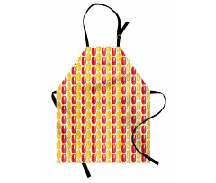 Yiyecek Mutfak Önlüğü Sarı ve Nar Çiçeği Rengi Biberler Desenli