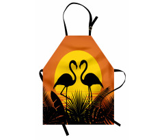 Sunset Flamingo Leaves Apron