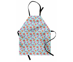 Abstract Pink Orange Flowers Apron