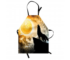 Howling Animal Silhouette Hill Apron