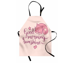 Sleeping Pink Cat and Text Apron