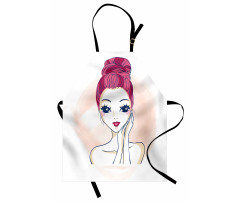 Pink Updo Bun Hairstyle Apron