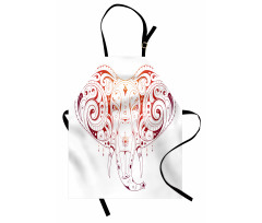 Stylized Drawn Elephant Head Apron