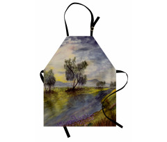 Watercolor River Scene Apron