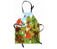 Happy Animals in Forest Apron