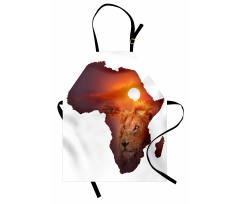 Lion and African Map Sunset Apron