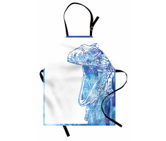 Watercolor Style Blue Animal Apron